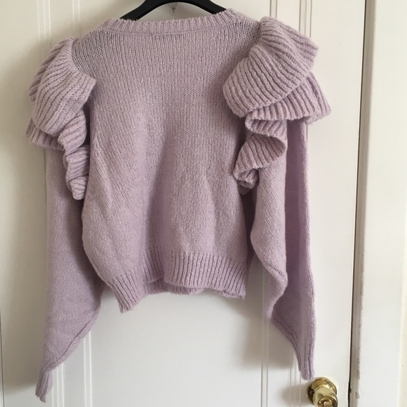Zara Knit Sweater with Ruffle Trim Size Large - Picture 3 of 8